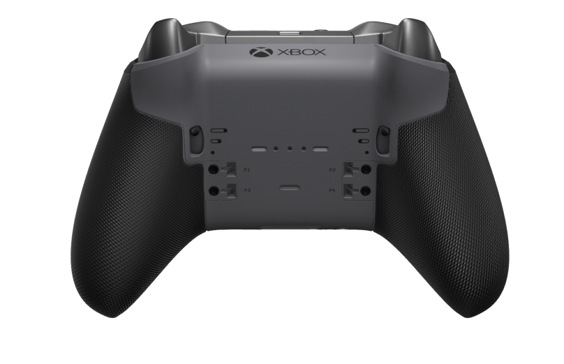 Xbox Elite Wireless Controller Series 2 - Core - Text: Storm Gray + gummierte Griffe, D-Pad: Kreuz, Storm Gray (Metall), Zurück: Storm Gray + gummierte Griffe