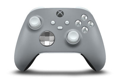 Controller with Ash Grey body, Bright Silver (Metallic) D-pad, and Robot White thumbsticks - front view