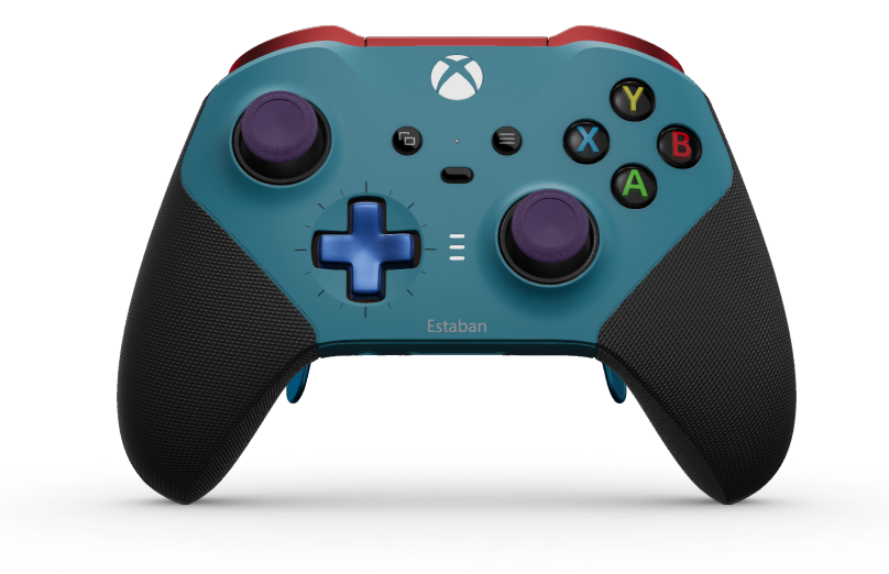 Xbox Elite Wireless Controller Series 2 - Core - Behuizing voorzijde: Mineraalblauw + rubberen handvatten, D-pad: Cross, Photon Blue (Metal), Behuizing achterzijde: Mineraalblauw + rubberen handvatten