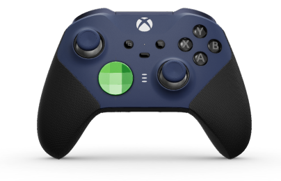 Xbox Elite Wireless Controller Series 2 - Core - Runko: Midnight Blue + kumipintaiset kahvat, Suuntapainike Hybridimallin D-alusta: Pinta, vauhdikas vihreä (metalli), Takaisin: Carbon Black + kumipintaiset kahvat
