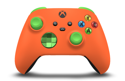 Xbox Wireless Controller - Body: Zest Orange, D-Pads: Velocity Green (Metallic), Thumbsticks: Velocity Green