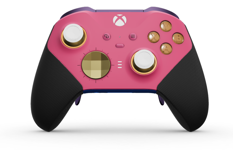 Xbox Elite Wireless Controller Series 2 - Core - Body: Deep Pink + Rubberised Grips, D-pad: Faceted, Hero Gold (Metal), Back: Shock Blue + Rubberised Grips