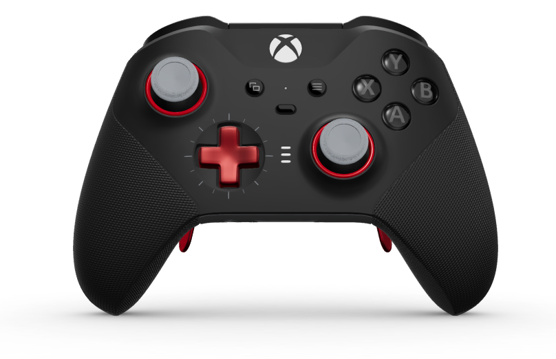 Xbox Elite Wireless Controller Series 2 - Core - Body: Carbon Black + Rubberised Grips, D-pad: Cross, Pulse Red (Metal), Back: Storm Gray + Rubberised Grips