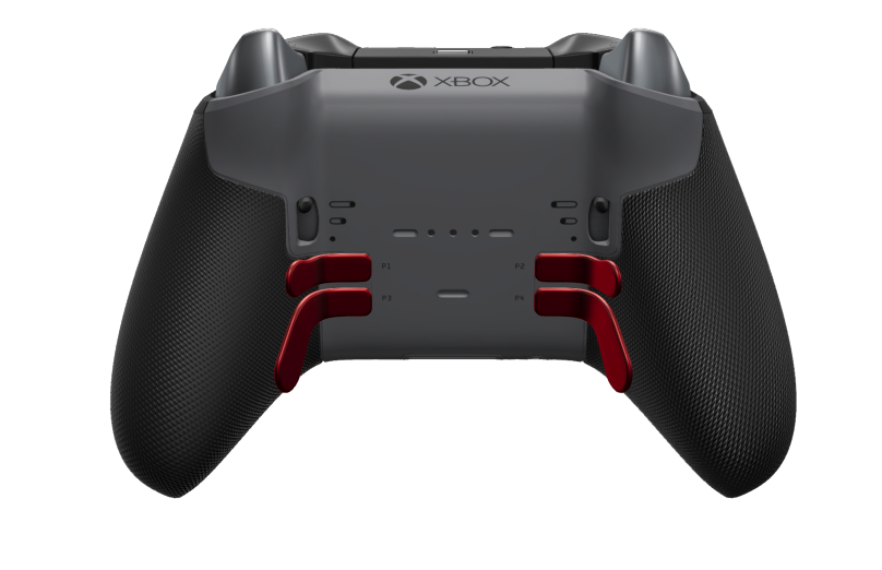 Xbox Elite Wireless Controller Series 2 - Core - Body: Carbon Black + Rubberised Grips, D-pad: Cross, Pulse Red (Metal), Back: Storm Gray + Rubberised Grips