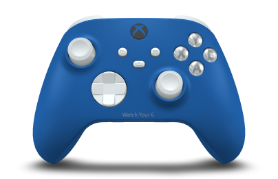 Controller with Shock Blue body, Robot White D-pad, and Robot White thumbsticks - front view