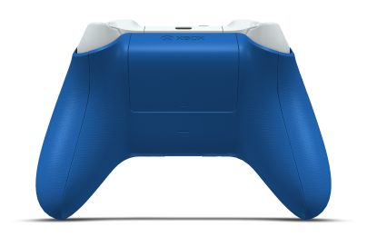 Controller with Shock Blue body, Robot White D-pad, and Robot White thumbsticks - back view