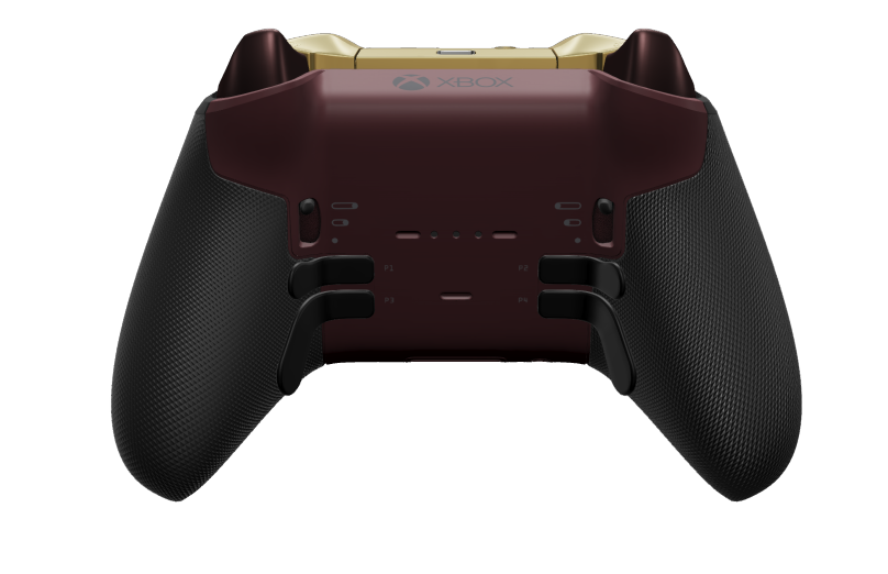 Xbox Elite Wireless Controller Series 2 - Core - Corps: Rouge grenat + prises caoutchoutées, Croix directionnelle: Hero Gold avec des facettes (métal), Retour: Rouge grenat + prises caoutchoutées