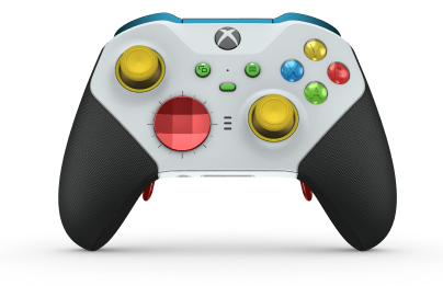 Xbox Elite Wireless Controller Series 2 - Core - Hoveddel: Robot White + Rubberized Grips, D-blok: Facet, Impulsrød (metal), Bagside: Robot White + Rubberized Grips
