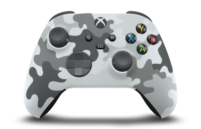 Controller with Arctic Camo body, Storm Grey D-pad, and Storm Grey thumbsticks - front view