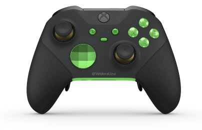 Xbox Elite Wireless Controller Series 2 - Core - Body: Carbon Black + Rubberized Grips, D-pad: Facet, Velocity Green (Metal), Back: Velocity Green + Rubberized Grips