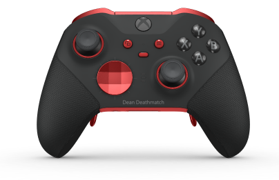 Xbox Elite Wireless Controller Series 2 – Core - Behuizing voorzijde: Carbonzwart + rubberen handvatten, D-pad: Facet, Pulse Red (Metal), Behuizing achterzijde: Pulsrood + rubberen handvatten