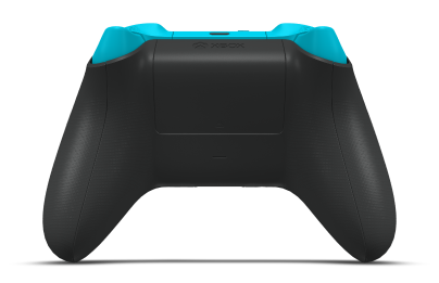Controller with Carbon Black body, Dragonfly Blue D-pad, and Dragonfly Blue thumbsticks - back view