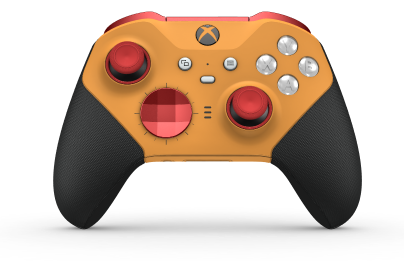 Xbox Elite draadloze controller Series 2 - Core - Behuizing voorzijde: Zacht oranje + rubberen handvatten, D-pad: Facet, Pulse Red (Metal), Behuizing achterzijde: Zacht oranje + rubberen handvatten