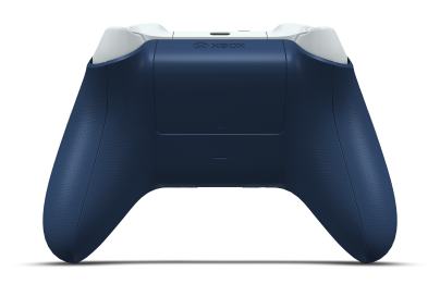 Controller with Midnight Blue body, Robot White D-pad, and Carbon Black thumbsticks - back view