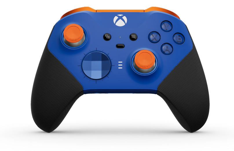 Xbox Elite Wireless Controller Series 2 - Core - Text: Shock Blue + gummierte Griffe, D-Pad: Facettiert, Photon Blue (Metall), Zurück: Shock Blue + gummierte Griffe