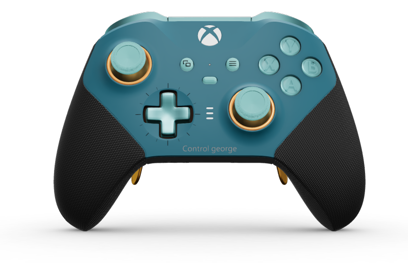 Mando inalámbrico Xbox Elite Series 2: básico - Text: Mineral Blue + gummierte Griffe, D-Pad: Kreuz, Glacier Blue (Metall), Zurück: Carbon Black + gummierte Griffe