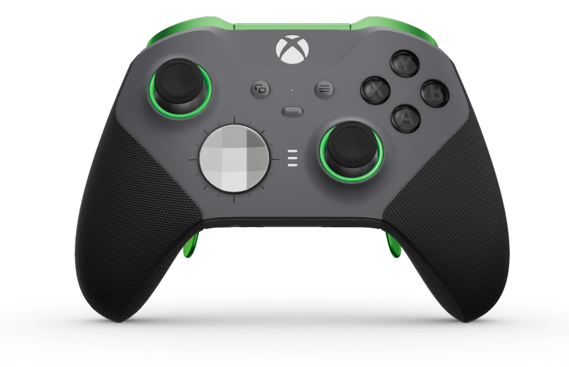 Xbox Elite Wireless Controller Series 2 - Core - Body: Storm Gray + Rubberized Grips, D-pad: Facet, Bright Silver (Metal), Back: Storm Gray + Rubberized Grips