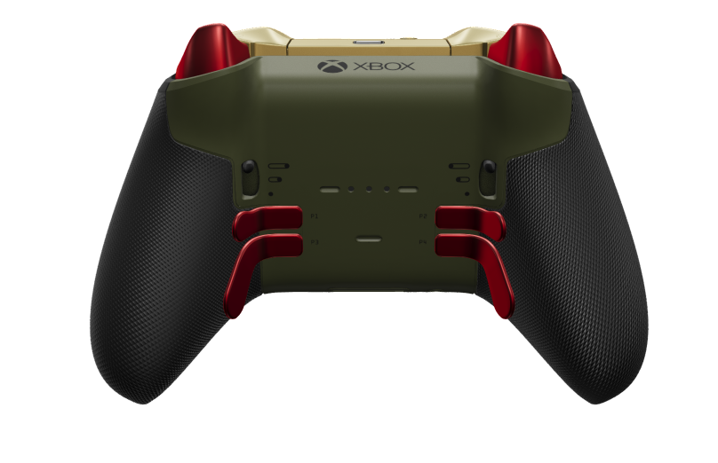 Bezprzewodowy kontroler Xbox Elite Series 2 — Core - Body: Nocturnal Green + Rubberised Grips, D-pad: Facet, Hero Gold (Metal), Back: Nocturnal Green + Rubberised Grips