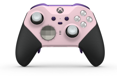 Xbox Elite Wireless Controller Series 2 - Core - Behuizing voorzijde: Zacht roze + rubberen handvatten, D-pad: Facet, Bright Silver (Metal), Behuizing achterzijde: Zacht roze + rubberen handvatten