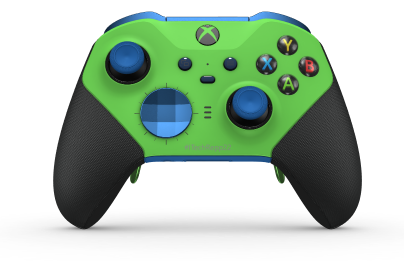 Xbox Elite Wireless Controller Series 2 - Core - Body: Velocity Green + Rubberized Grips, D-pad: Facet, Photon Blue (Metal), Back: Shock Blue + Rubberized Grips