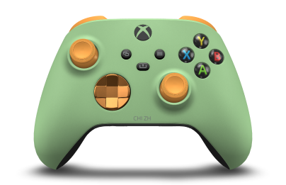 Xbox Wireless Controller - Hoofdtekst: Zachtgroen, D-Pads: Zachtoranje (metallic), Duimsticks: Zachtoranje