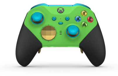 Xbox Elite Wireless Controller Series 2 - Core - Fremsida: Velocity Green + Rubberized Grips, Styrknapp: Facett, Gold Matte (Metall), Tillbaka: Velocity Green + Rubberized Grips