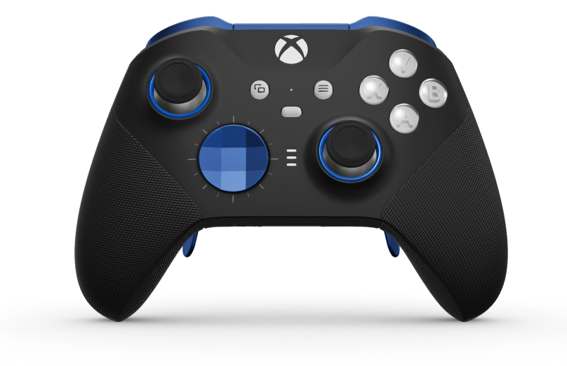 Xbox Elite Wireless Controller Series 2 - Core - Body: Carbon Black + Rubberized Grips, D-pad: Faceted, Photon Blue (Metal), Back: Carbon Black + Rubberized Grips