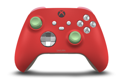 Xbox Wireless Controller - Body: Pulse Red, D-Pads: Bright Silver (Metallic), Thumbsticks: Soft Green
