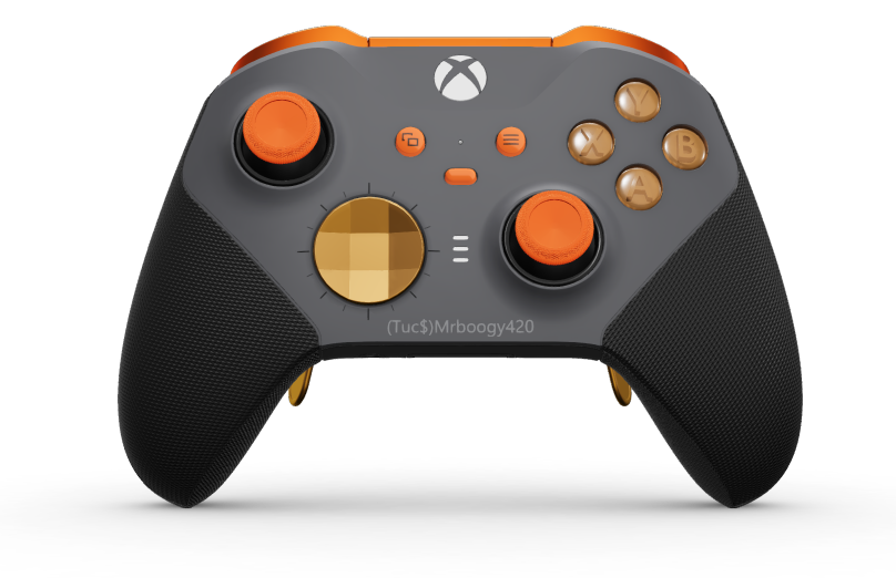 Xbox Elite Wireless Controller Series 2 - Core - Cuerpo: Gris tormenta + Agarres texturizados, Cruceta: Facetado, naranja suave (metal), Atrás: Negro carbón + Agarres texturizados