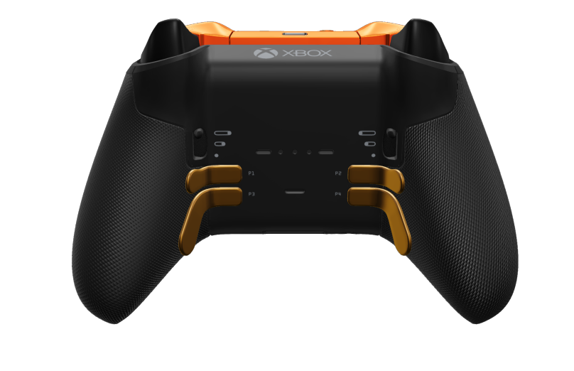 Xbox Elite Wireless Controller Series 2 - Core - Cuerpo: Gris tormenta + Agarres texturizados, Cruceta: Facetado, naranja suave (metal), Atrás: Negro carbón + Agarres texturizados