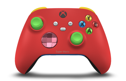 Xbox Wireless Controller - Corpo: Vermelho Forte, Botões Direcionais: Rosa Reto (Metálico), Manípulos Analógicos: Verde Veloz