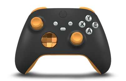 Xbox vezeték nélküli kontroller - Body: Carbon Black, D-Pads: Soft Orange (Metallic), Thumbsticks: Soft Orange