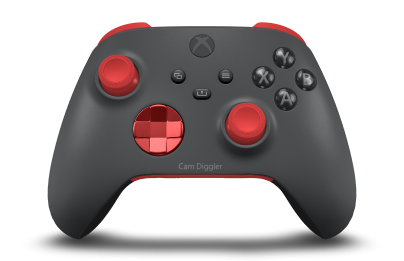 Xbox Wireless Controller - Body: Storm Grey, D-Pads: Oxide Red (Metallic), Thumbsticks: Pulse Red