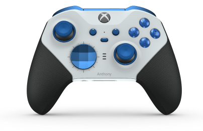 Xbox Elite Wireless Controller Series 2 - Core - Framsida: Robot White + gummerat grepp, Styrknapp: Facett, Photon Blue (Metall), Baksida: Robot White + gummerat grepp