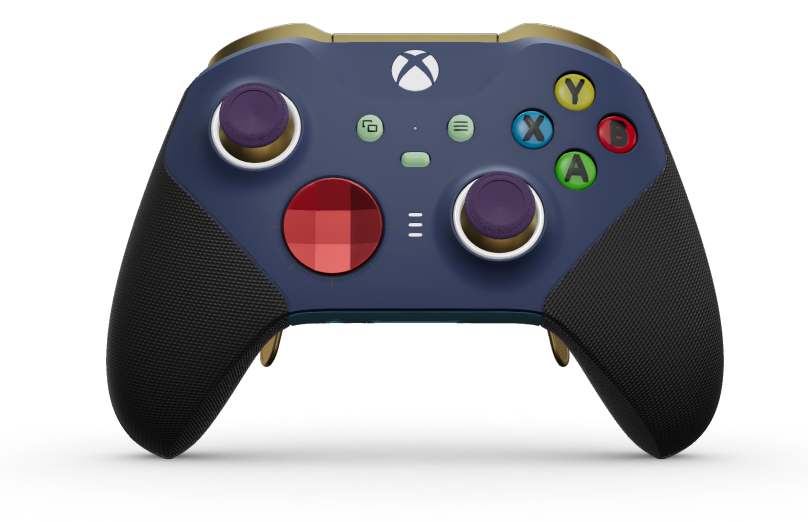 Xbox Elite Wireless Controller Series 2 - Core - Text: Midnight Blue + gummierte Griffe, D-Pad: Facettiert, Pulse Red (Metall), Zurück: Mineral Blue + gummierte Griffe