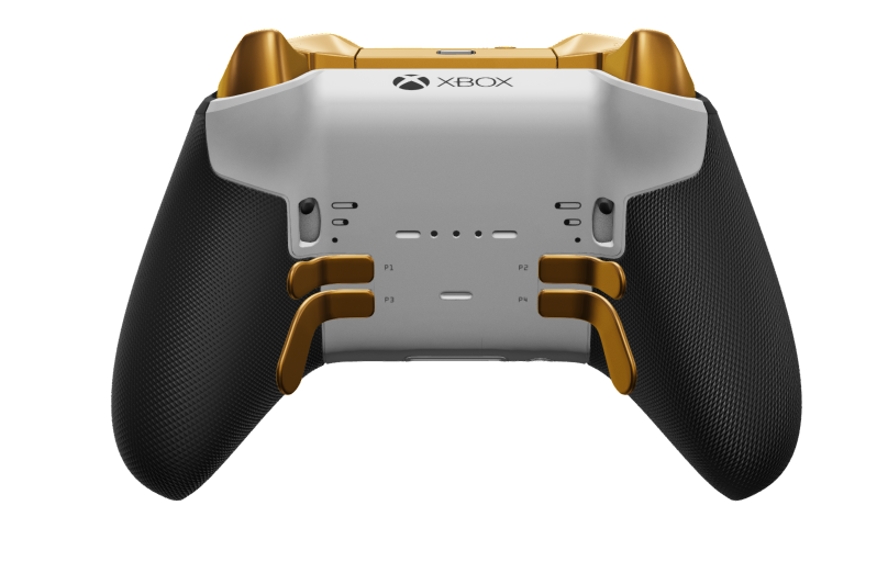 Xbox Elite 무선 컨트롤러 Series 2 - 코어 - Body: Carbon Black + Rubberized Grips, D-pad: Cross, Soft Orange (Metal), Back: Robot White + Rubberized Grips