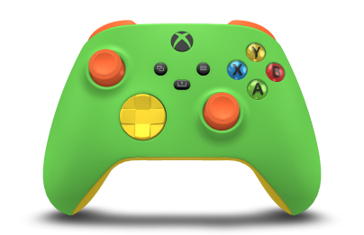 Xbox Wireless Controller - Hoofdtekst: Velocity-groen, D-Pads: Lighting Yellow, Duimsticks: Zest-oranje