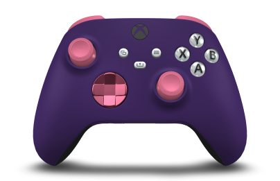 Controller with Astral Purple body, Deep Pink (Metallic) D-pad, and Deep Pink thumbsticks - front view