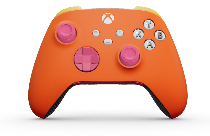 Xbox Wireless Controller - Tělo: Energická oranžová, Řídicí kříže: Hluboká růžová, Palcové ovladače: Hluboká růžová