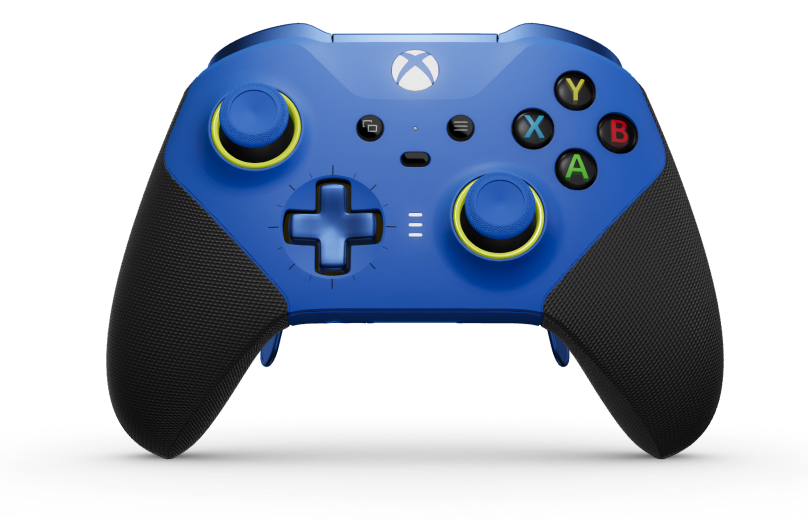 Xbox Elite Wireless Controller Series 2 – Core - Framsida: Shock Blue + gummerat grepp, Styrknapp: Kors, Photon Blue (Metall), Baksida: Shock Blue + gummerat grepp