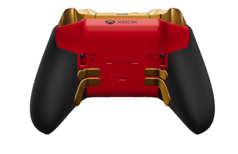 Xbox Elite Wireless Controller Series 2 - Core - Corps: Pulse Red + poignées caoutchoutées, BMD: À facettes, Glacier Blue (métal), Arrière: Pulse Red + poignées caoutchoutées
