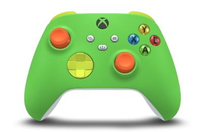 Xbox 무선 컨트롤러 - Hoveddel: Fartgrøn, D-blokke: Elektrisk volt, Thumbsticks: Skalorange