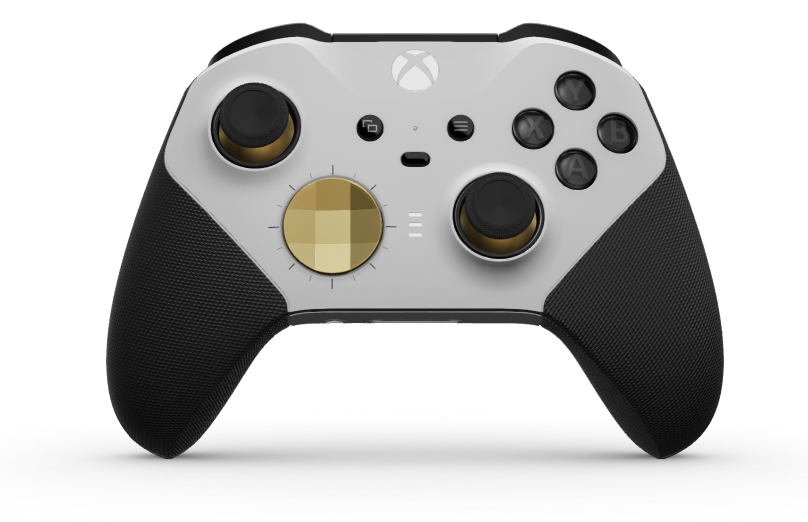Xbox Elite Wireless Controller Series 2 - Core - Corpo: Branco Robot + Pegas em Borracha, Botão Direcional: Faceta, Dourado Herói (Metal), Traseira: Branco Robot + Pegas em Borracha