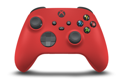 Controller with Pulse Red body, Storm Grey D-pad, and Storm Grey thumbsticks - front view