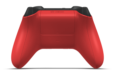 Controller with Pulse Red body, Storm Grey D-pad, and Storm Grey thumbsticks - back view