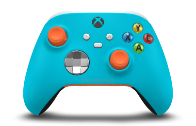 Xbox Wireless Controller - Body: Dragonfly Blue, D-Pads: Bright Silver (Metallic), Thumbsticks: Zest Orange