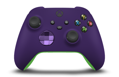 Controller with Astral Purple body, Astral Purple (Metallic) D-pad, and Carbon Black thumbsticks - front view