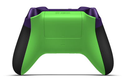 Controller with Astral Purple body, Astral Purple (Metallic) D-pad, and Carbon Black thumbsticks - back view