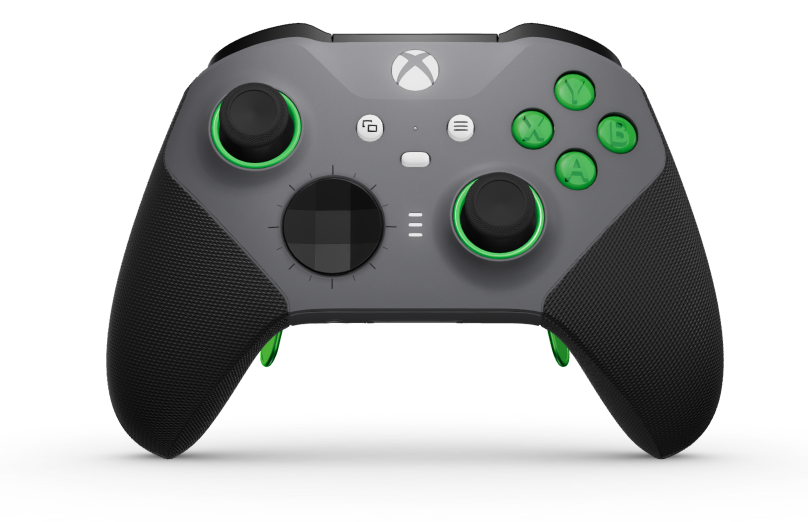 Xbox Elite Wireless Controller Series 2 – Core - Corps: Storm Gray + poignées caoutchoutées, BMD: À facettes, Carbon Black (métal), Arrière: Storm Gray + poignées caoutchoutées