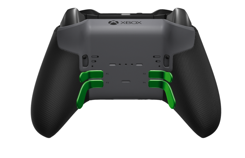 Xbox Elite Wireless Controller Series 2 – Core - Behuizing voorzijde: Stormgrijs + rubberen handvatten, D-pad: Gefacetteerd, carbonzwart (metaal), Behuizing achterzijde: Stormgrijs + rubberen handvatten